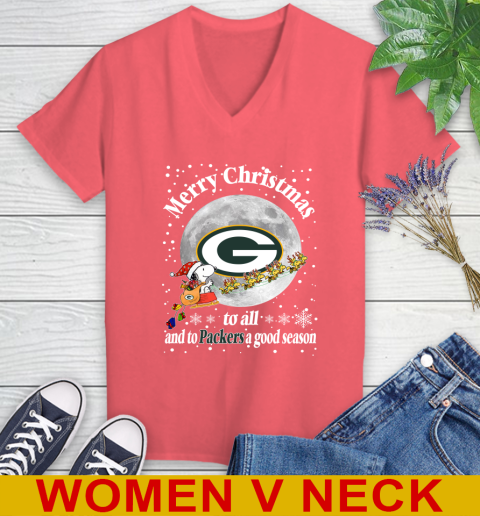Green Bay Packers Merry Christmas To All And To Packers A Good Season NFL Football Sports Women's V-Neck T-Shirt 7 Green Bay Packers Merry Christmas To All And To Packers A Good Season NFL Football Sports Women's V-Neck T-Shirt - Image 7