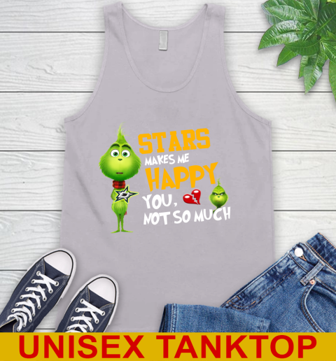NHL Dallas Stars Makes Me Happy You Not So Much Grinch Hockey Sports Tank Top 3