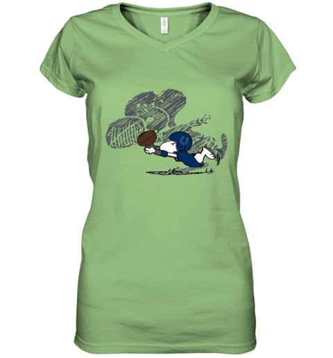 Indianapolis Colts Snoopy Plays The Football Game Women's V-Neck T-Shirt