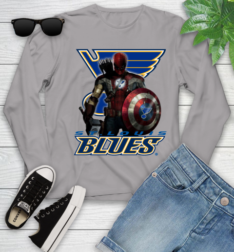 NHL Captain America Thor Spider Man Hawkeye Avengers Endgame Hockey St.Louis Blues Youth Long Sleeve 5