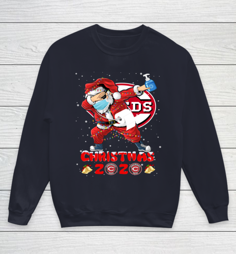 Cincinnati Reds Funny Santa Claus Dabbing Christmas 2020 MLB Youth Sweatshirt 2