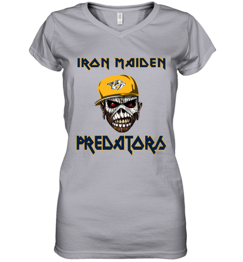 NHL Nashville Predators Iron Maiden Rock Band Music Hockey Sports 7VNBkklpyAq women v neck t shirt 39 95 151514 front sport grey