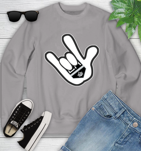 Los Angeles Kings NHL Hockey Mickey Rock Hand Disney Youth Sweatshirt 4
