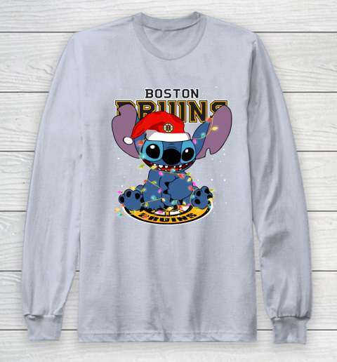 Boston Bruins NHL Hockey noel stitch Christmas Long Sleeve T-Shirt 4