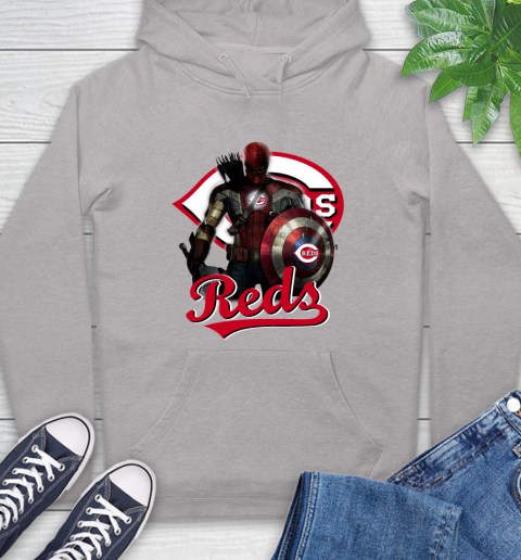 MLB Captain America Thor Spider Man Hawkeye Avengers Endgame Baseball Cincinnati Reds Hoodie 12