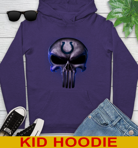 Indianapolis Colts NFL Football Punisher Skull Sports Youth Hoodie 5
