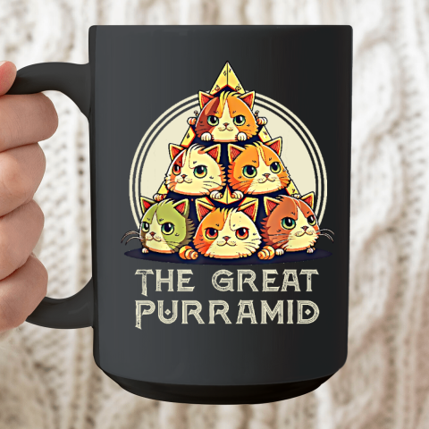 Great Pyramid Egypt Funny Egyptian Purramid for Cat Owners Ceramic Mug 15oz