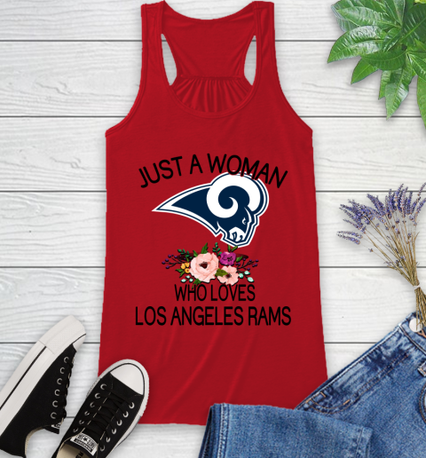 NFL Just A Woman Who Loves Los Angeles Rams Football Sports Racerback Tank 4