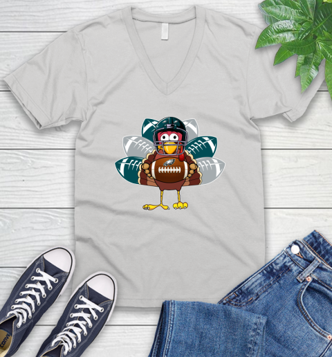 Philadelphia Eagles Turkey Thanksgiving Day V-Neck T-Shirt