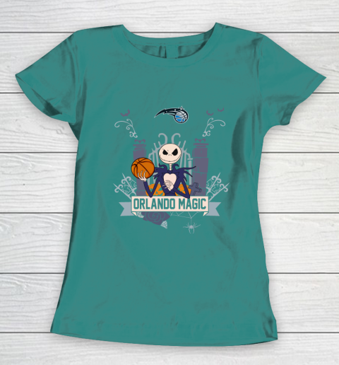 NBA Orlando Magic Basketball Jack Skellington Halloween Women's T-Shirt 10