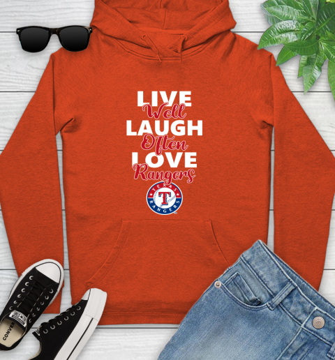 MLB Baseball Texas Rangers Live Well Laugh Often Love Shirt Youth Hoodie 4