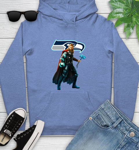 NFL Thor Avengers Endgame Football Seattle Seahawks Youth Hoodie 12