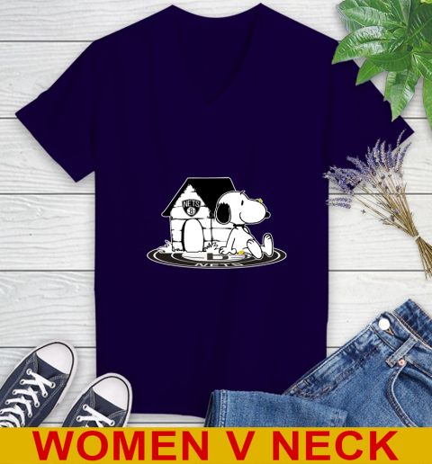 NBA Basketball Brooklyn Nets Snoopy The Peanuts Movie Shirt Women's V-Neck T-Shirt 4