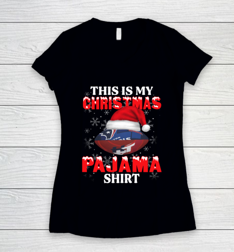 Houston Texans This Is My Christmas Pajama Shirt NFL Women's V-Neck T-Shirt