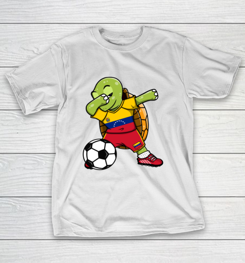 Dabbing Turtle Venezuela Soccer Fans Jersey Flag Football T-Shirt