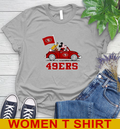 NFL Football San Francisco 49ers Pluto Mickey Driving Disney Shirt Women's T-Shirt 5