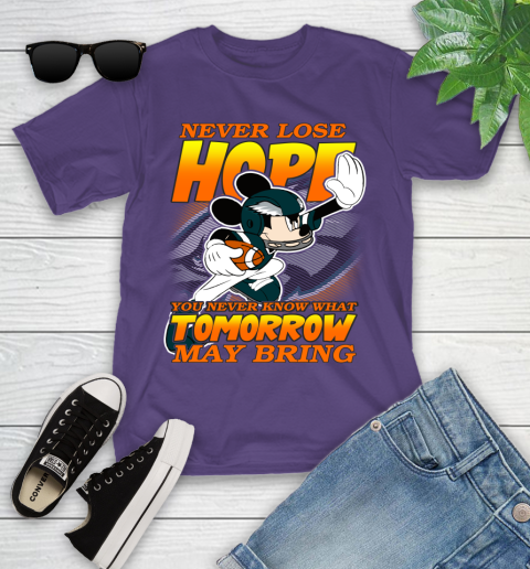Philadelphia Eagles NFL Football Mickey Disney Never Lose Hope Youth T-Shirt 3