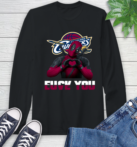 NBA Cleveland Cavaliers Deadpool Love You Fuck You Basketball Sports Long Sleeve T-Shirt