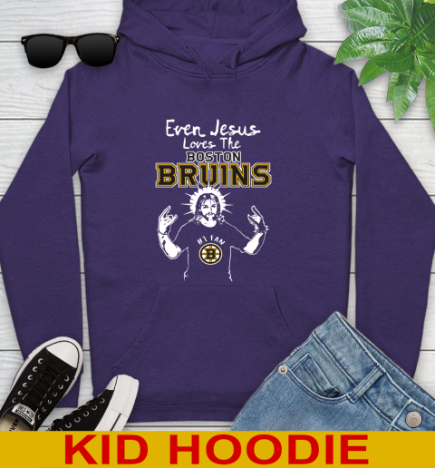 Boston Bruins NHL Hockey Even Jesus Loves The Bruins Shirt Youth Hoodie 5