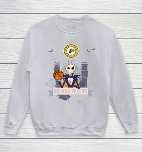 NBA Indiana Pacers Basketball Jack Skellington Halloween Youth Sweatshirt 3
