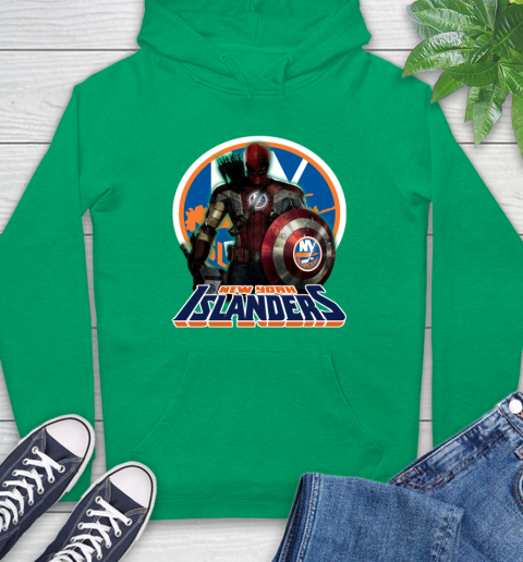 NHL Captain America Thor Spider Man Hawkeye Avengers Endgame Hockey New York Islanders Hoodie 8