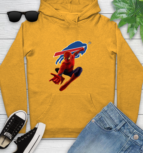 NFL Spider Man Avengers Endgame Football Buffalo Bills Youth Hoodie 3