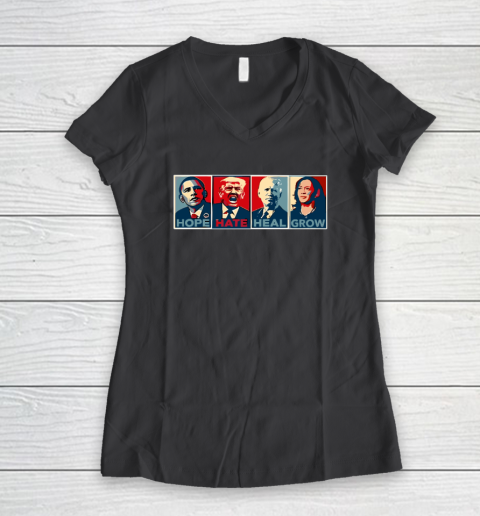Hope Hate Heal Grow Women's V-Neck T-Shirt 4