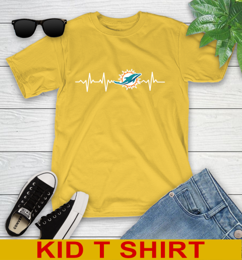 Miami Dolphins NFL Football Heart Beat Shirt Youth T-Shirt 9