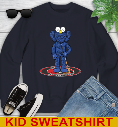 NHL Hockey Ottawa Senators Kaws Bff Blue Figure Shirt Youth Sweatshirt 3