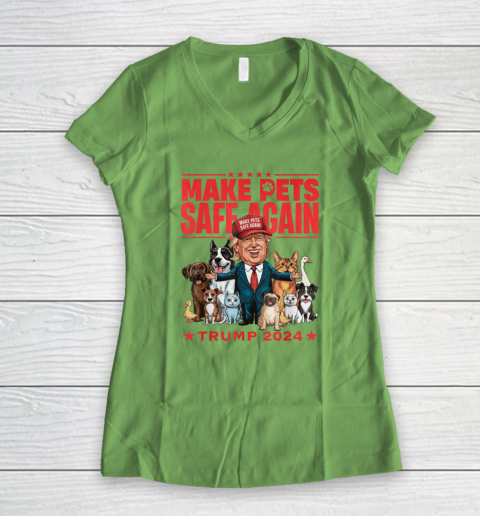 Make Pets Safe Again Trump 2024 Save Our Pets Women's V-Neck T-Shirt 4