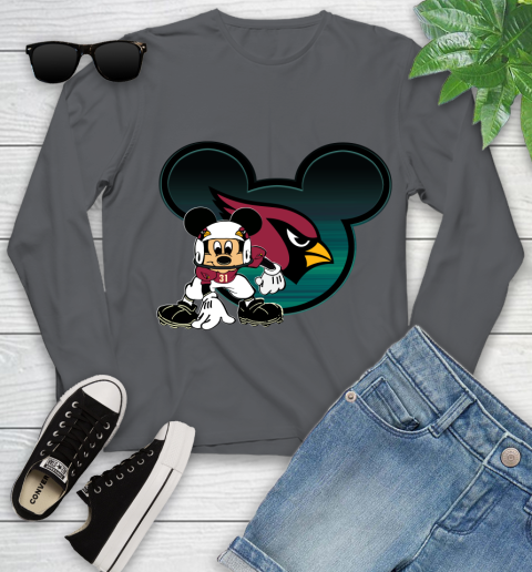 NFL Arizona Cardinals Mickey Mouse Disney Football T Shirt Youth Long Sleeve 8