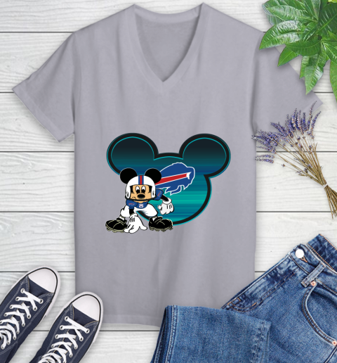 NFL Buffalo Bills Mickey Mouse Disney Football T Shirt Women's V-Neck T-Shirt 4