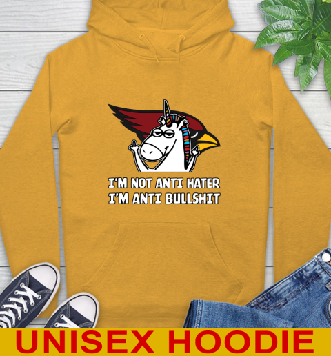 Arizona Cardinals NFL Football Unicorn I'm Not Anti Hater I'm Anti Bullshit Hoodie 3