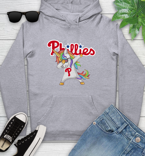 Philadelphia Phillies MLB Baseball Funny Unicorn Dabbing Sports Youth Hoodie 6