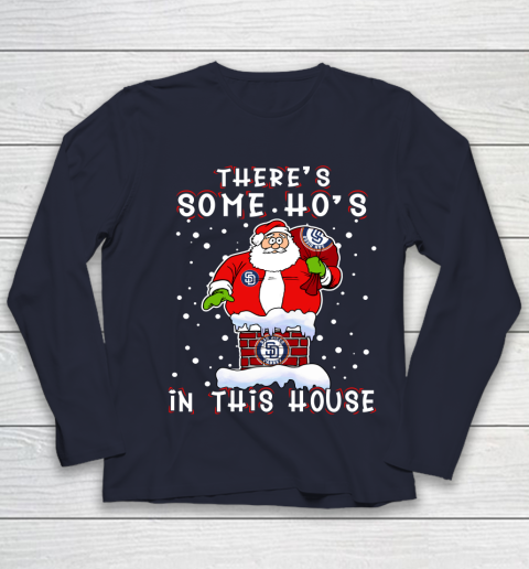 San Diego Padres Christmas There Is Some Hos In This House Santa Stuck In The Chimney MLB Youth Long Sleeve 2