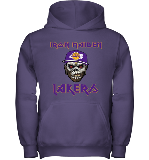 3mxd nba los angeles lakers iron maiden rock band music basketball youth hoodie 43 front purple