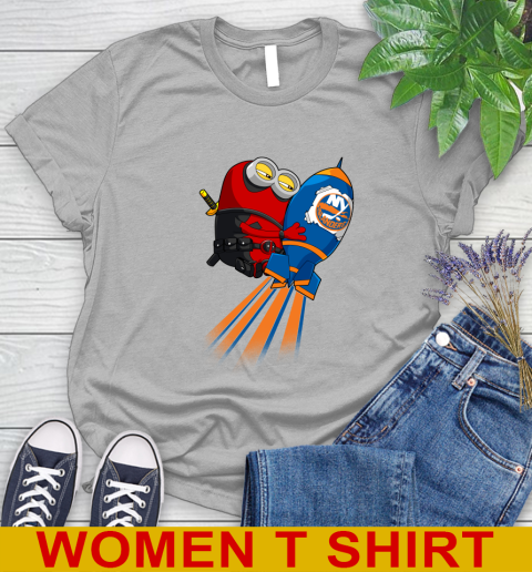 NHL Hockey New York Islanders Deadpool Minion Marvel Shirt Women's T-Shirt 5