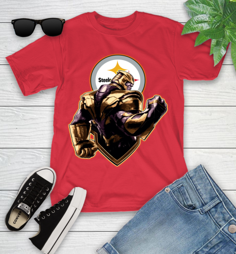 NFL Thanos Avengers Endgame Football Sports Pittsburgh Steelers Youth T-Shirt 10