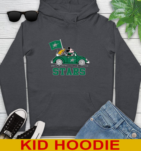 NHL Hockey Dallas Stars Pluto Mickey Driving Disney Shirt Youth Hoodie - Image 10