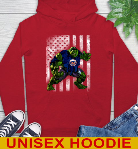 New York Mets Hulk Marvel Avengers MLB Baseball American Flag Hoodie 10