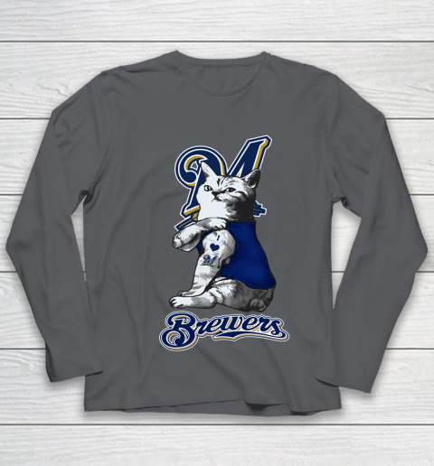 MLB Baseball My Cat Loves Milwaukee Brewers Youth Long Sleeve 6