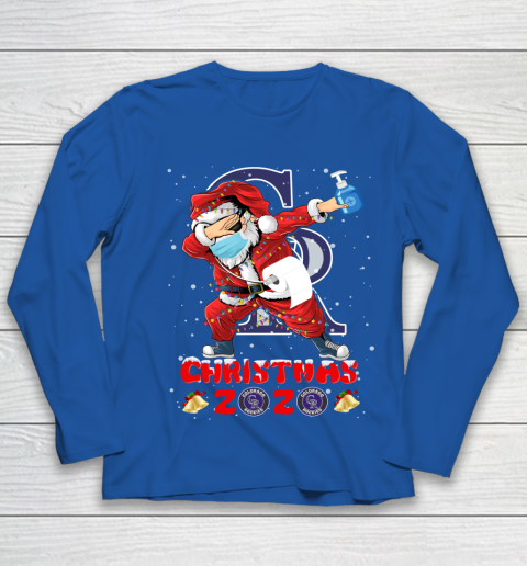 Colorado Rockies Funny Santa Claus Dabbing Christmas 2020 MLB Youth Long Sleeve 7