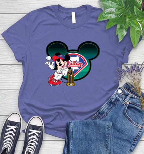 MLB Philadelphia Phillies The Commissioner's Trophy Mickey Mouse Disney Women's T-Shirt 11