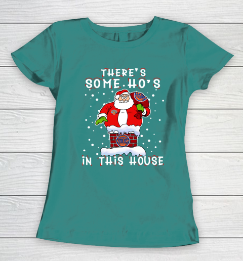 New York Knicks Christmas There Is Some Hos In This House Santa Stuck In The Chimney NBA Women's T-Shirt 10