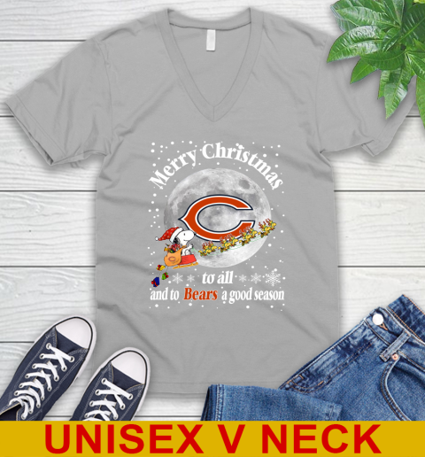Chicago Bears Merry Christmas To All And To Bears A Good Season NFL Football Sports V-Neck T-Shirt 3