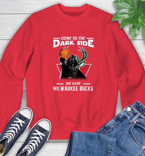 NBA Come To The Dark Side We Have Milwaukee Bucks Star Wars Darth Vader Basketball Sweatshirt 10