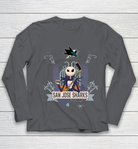 NHL San Jose Sharks Hockey Jack Skellington Halloween Youth Long Sleeve 6