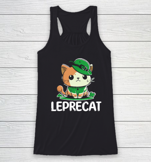 St Patricks Day Parade Leprecat Funny Irish Cat Racerback Tank