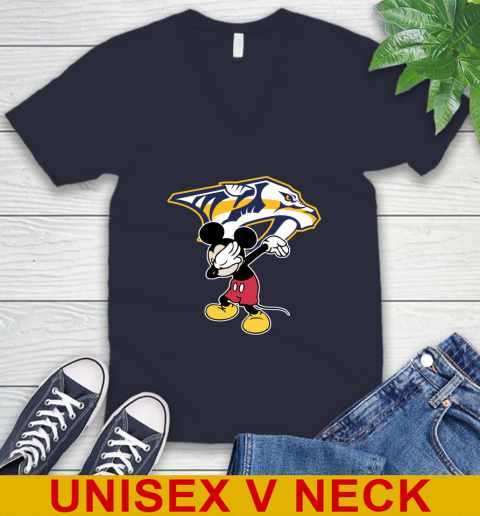 Nashville Predators NHL Hockey Dabbing Mickey Disney Sports V-Neck T-Shirt 3