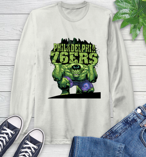 Philadelphia 76ers NBA Basketball Incredible Hulk Marvel Avengers Sports Long Sleeve T-Shirt 12